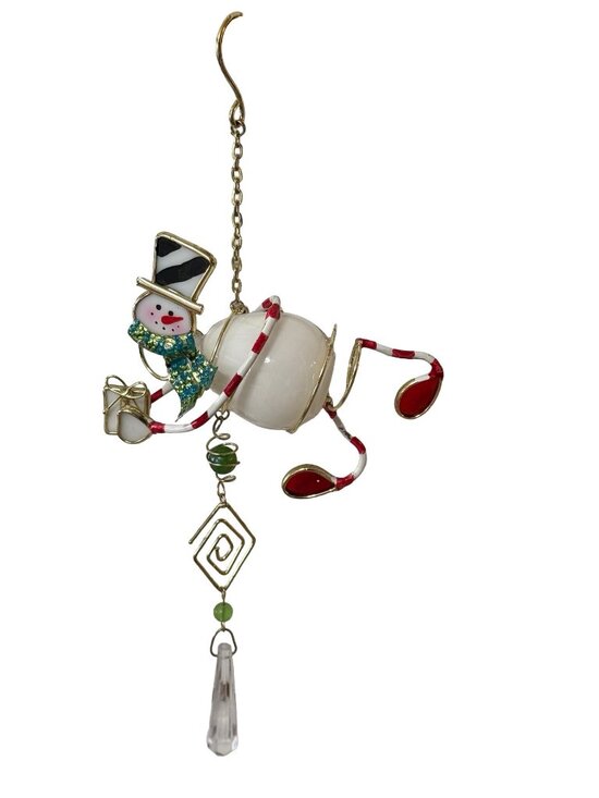 Vintage Other - Vintage Stained Glass Snowman Ornament Suncatcher Hanging Christmas Decoration 1